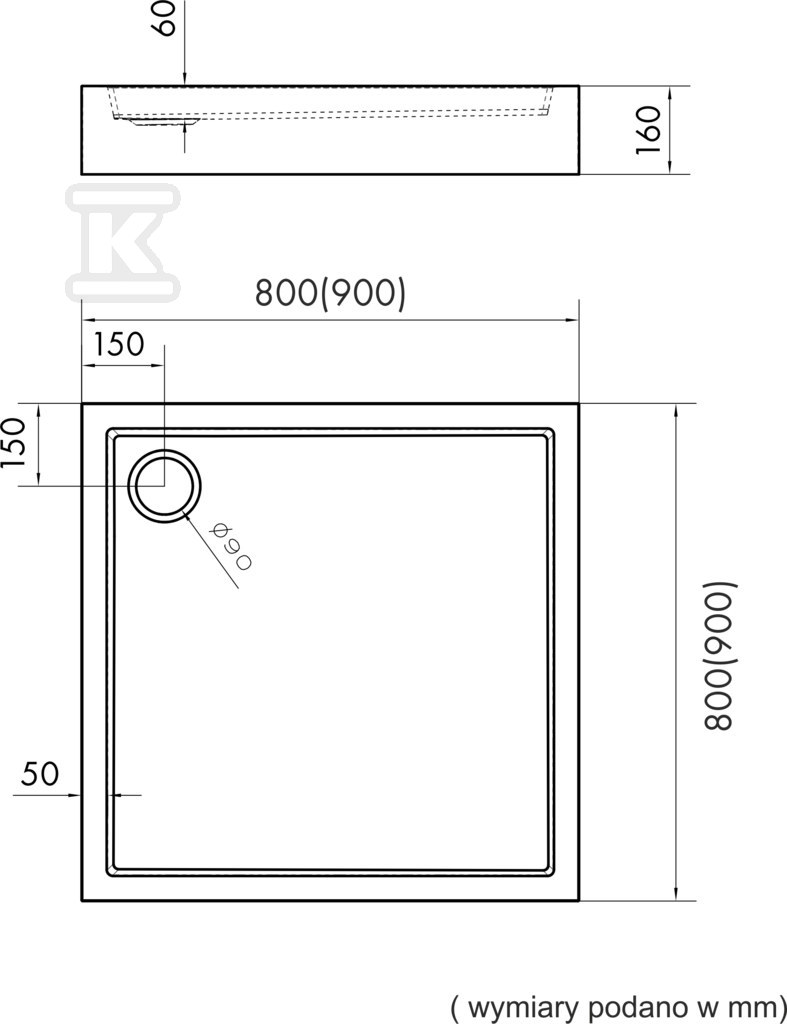 Acrylic shower tray "Medium" integrated - 3.4731/C/ST